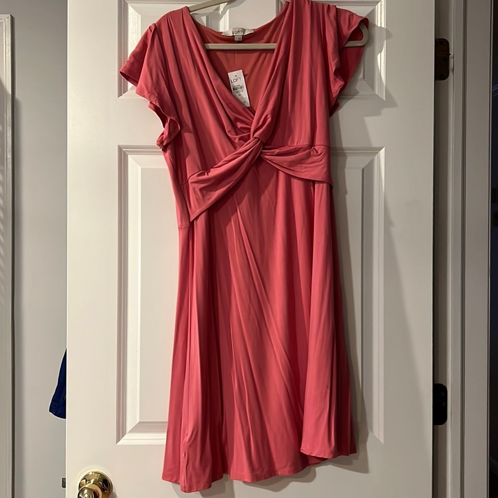 Pink knee length dress with slight sleeves